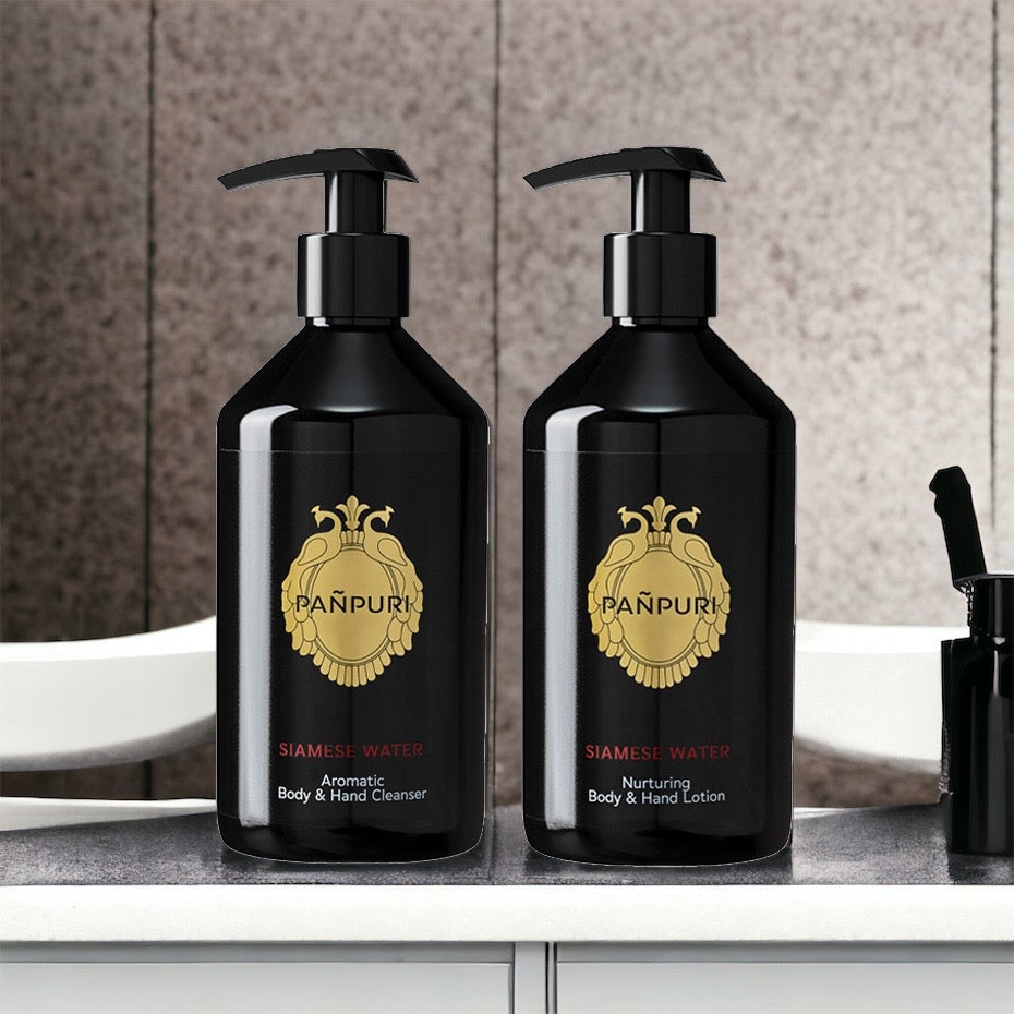 PAÑPURI プレミアム ボディケアギフト。香りを選べるボディソープ・ローション・オイルの3点セット。ギフトボックス入りの上質なボディケアギフト。
